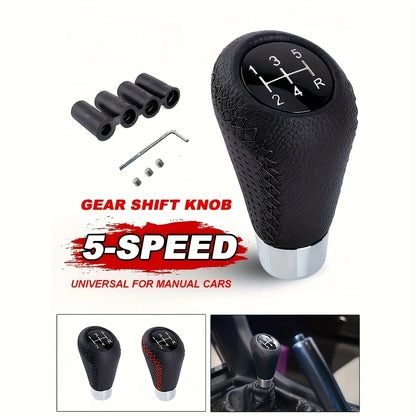 Universal 5-Speed Leather Gear Shift Knob 