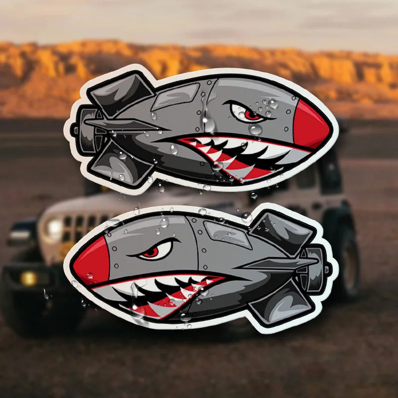 2PCS Cool Shark Mouth Sticker Pair