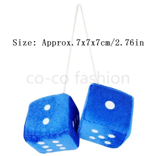 Plush Dice Car Mirror Hanger
