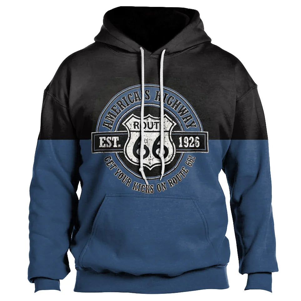 Vintage Route 66 Hoodie Pullover 