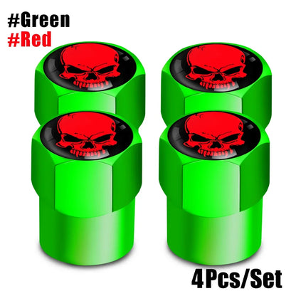 4Pcs/Set Skull Tire Valve Stem Caps