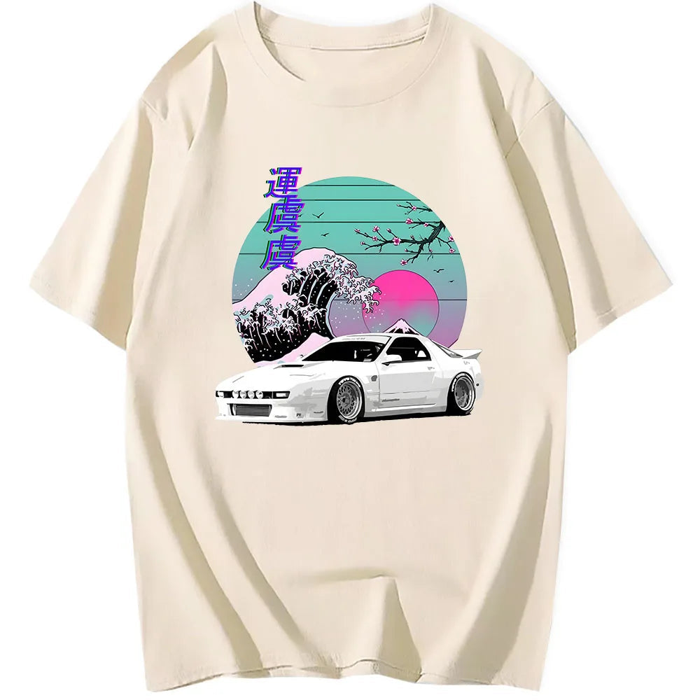 T-Shirt mit Auto-RX7-Aufdruck 
